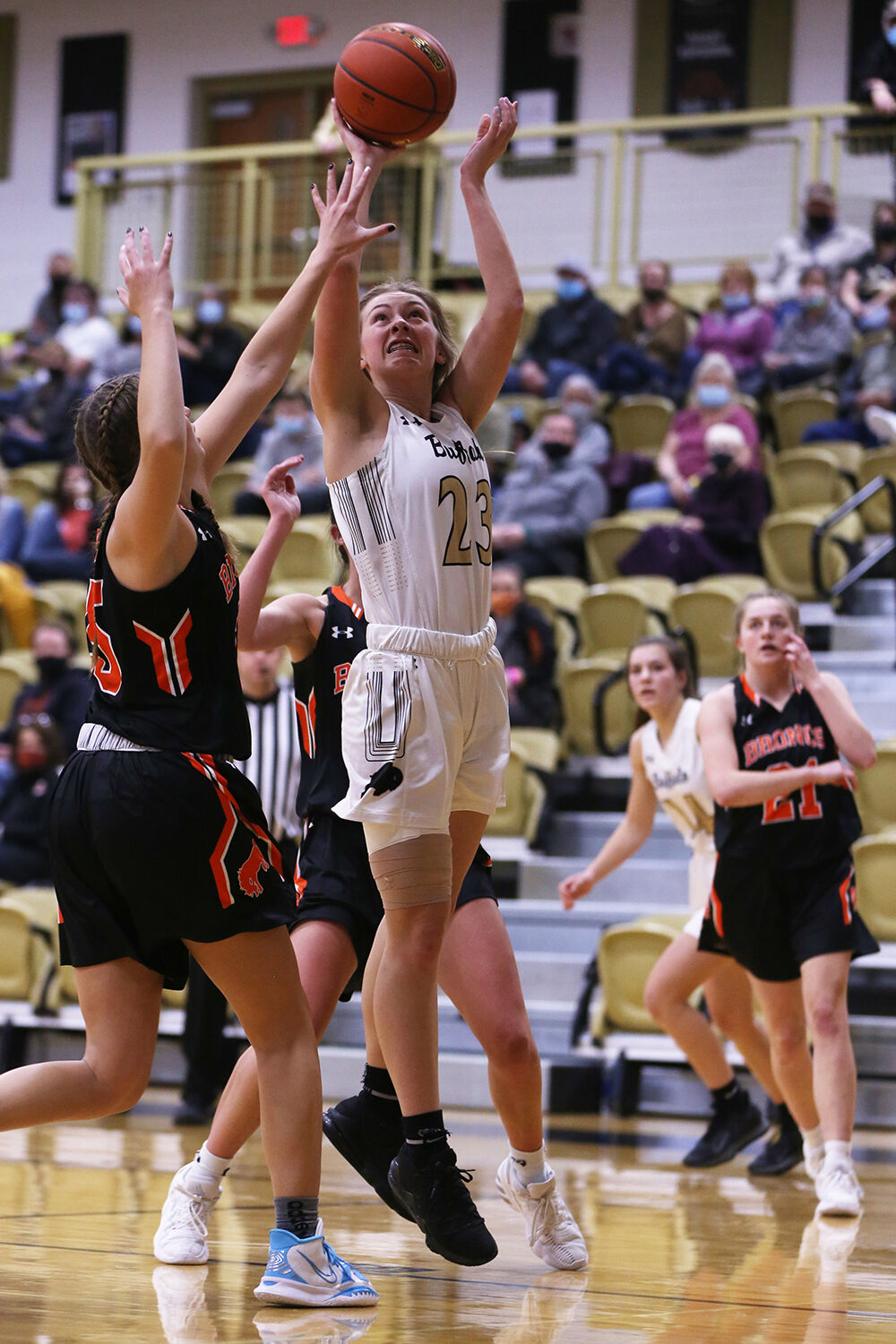 Ava Wagner jumps for two during the first quarter